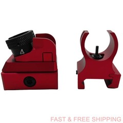 Red Aluminum Low Profile Front &Rear Sight Set For Picatinny Diopter Scope