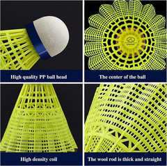 12-Pack Nylon Yellow Badminton Shuttlecocks with High Durability High Speed B…
