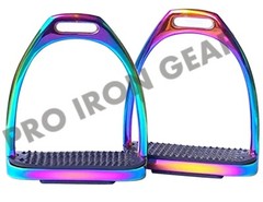 5 INCH RAINBOW GLOSS Fillis IRONS STIRRUPS HORSE RIDING STAINLES STEEL 4.75 INCH