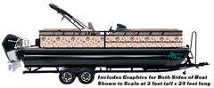 Floral Pattern Red Beige Graphic Kit Decal Fishing Boat Wrap Vinyl Pontoon
