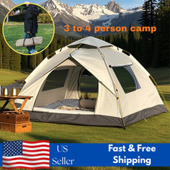 3-4 Person Pop Up Tents Waterproof Windproof Instant Tent for Camping Hiking NEW