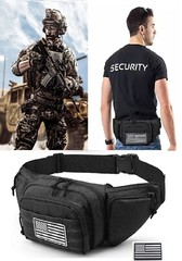 Concealed Carry Pistol Waist Pouch Tactical Fanny Pack Holster Flag Patch Black