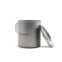 GRITR Titanium Camping Mug w/ Lid & Folding Handles – 15.2 oz or 25.4 oz