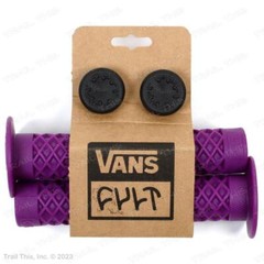 Cult X Vans Flanged – Purple – BMX Bike Grips w/ End Plugs Waffle Pattern 150mm