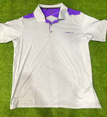 adidas Men’s Golf Polo Shirt Gray/Purple Colorblock Stretch Polyester 2XL