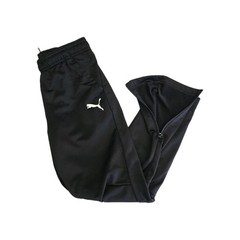 Puma Youth Black Training Pants SZ M #13 Soccer Running Logo Zipper Ankles