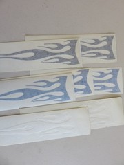 FLAME RUBONS-STICKERS-SOLID BLUE, BLACK AND WHITE..7 PCS…ALL NEW..