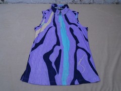 Jamie Sadock Womens Sleeveless Golf Top Blue Yellow Abstract 1/4 Zip Size XS