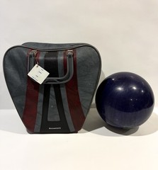 Vintage Brunswick Gray+ Brown Bowling Ball Bag + Navy Blue Axis Bowling Ball