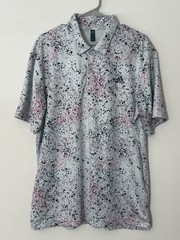 Adidas Golf Polo Men’s XL Pink Coral Fusion Paint Splatter AOP Performance Shirt