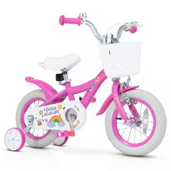 12 Inches Girls Bike for 3-8 Years Old w/Removable Training Wheels, Front Basket