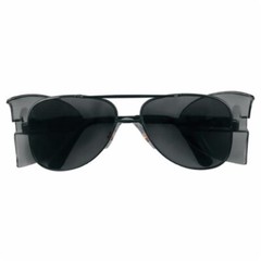 MCR Black Metal Frame Aviators Gray Lens Z87 Safety Glasses W/Side Shields