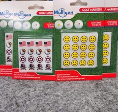 Mulligan Golf Markers Smiley Faces Patriotic 4 Packs Of 2 Sheets 128 Stickers