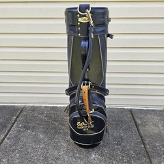 Vintage Titleist Blue Gold Faux Alligator Leather Accent 6 Way Cart Golf Bag