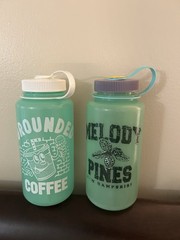 Nalgene 32 fl oz Plastic Wide Mouth Water Bottle Made in USA, Green 2pcs