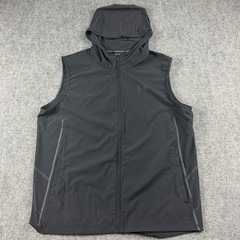 Under Armour Hooded Vest Mens XXL Black HeatGear Fitted Full Zip Training Gym