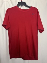 Nike Tee Athletic Cut Dri Fit T-Shirt Men Large Red w/ Black Swoosh