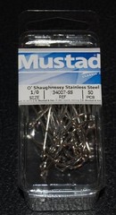 50 Mustad 34007SS-10 Size 1/0 Saltwater Stainless Steel O’Shaughnessy Hooks
