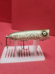 Vintage Heddon Lucky 13 Fishing Lure «White / Green W. Glitter» Plastic 4 Inch !