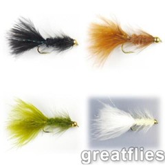 Woolly Bugger Bead Head color assortment – 16 Flies – 4 each Black, Brown, Ol…