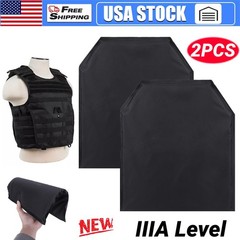 2Pcs 10×12″ Tactical Body Armor Plates Bullet Proof Light Weight Level 3A Curved