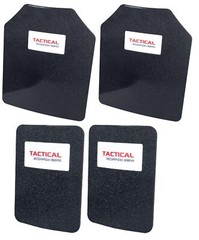 Level III AR500 Steel Body Armor Curved 4pc set 11×14 + 6×8 Coated Quick Ship