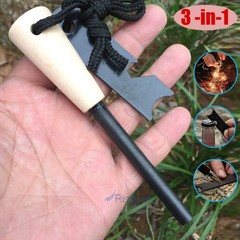 FERRO ROD Fire Starter Survival Striker Flint + Emergency Paracord Wrist Lanyard