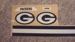 GREEN BAY PACKERS FULL SIZE FOOTBALL HELMET DECALS WITH STRIPE & BUMPERS