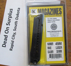 Triple K 49M LUGER MAGAZINE P08 1908 LUGER 9mm 30 LUGER BLUED STEEL 7 RDS new