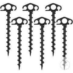 Tent Stakes Ground Anchors Screw in, 6 Pack Sand Stakes for Beach 9.4 Inch Heavy