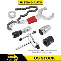 6PCS Bike Tool Kit with 3-in-1 Cassette Remover Puller Extractor Wrench Crank