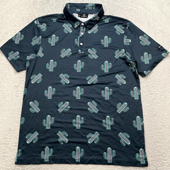 Green side Golf Men’s Shirt Size Large stretch saguaro cactus desert