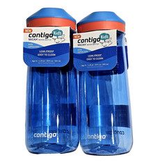 2 Pack Contigo Water Bottle Blue Leak Proof Easy To Clean Kids 20oz