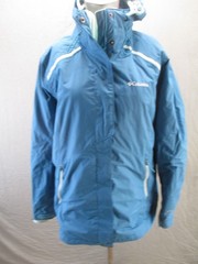 Columbia Size XL Womens Blue Insulated Hooded High Neck Outdoor Zip Jacket 127
