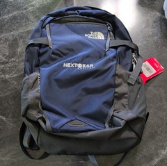 NWT The North Face Fall Line FlexVent Backpack Blue/Asphalt Gray Embroidered