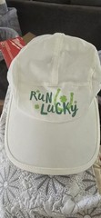 Brooks Run Lucky Baseball Cap White/Green Adjustable Graphic Print Polyester