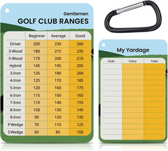 Golf Club Distance Card, 2 Pack Waterproof Golf Yardage Card, Range Chart, Quick