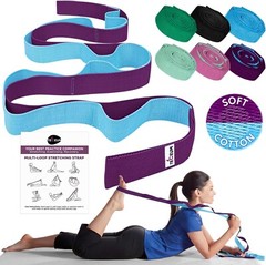 Lot of 2 New Teceum Multi-Loop Stretching Strap PolyCotton Purple Blue 10 Loop