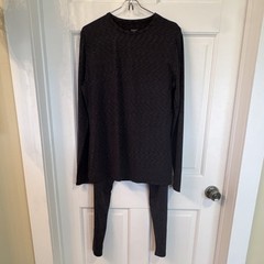 Women’s Cuddl Duds ClimateRight Thermal Base Layer Set Black/Grey Large