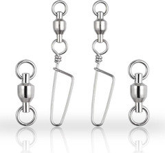 40 Pack Heavy-Duty Fishing Swivels with Welded Rings for Saltwater Use, #0 18lb