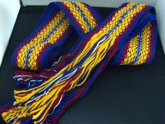 #34 Iroquois Sash, Yellow, red, blue, white cotton 3″ x 15 feet