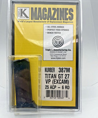 EXCAM 25 ACP Triple K 387M 6 Rounds Pistol Magazine for Titan GT-27 Clip Italy