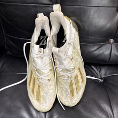 Adidas Adizero Football Cleats Mens 10 White Gold Metallic Young King