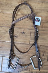 Leather Bridle Headstall Buckstitch Dogbone Snaffle Bit Western Horse Tack NWT