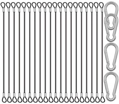 20 Pack 6 Inch(15cm) Safety Stainless Steel Tethers with 4 Pcs Spring Snap Hook