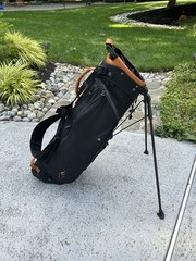 Canvas Leather Golf Stand Bag Black/Brown 4-Way Luxury
