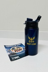 US Navy Stainless Steel Insulated Water Bottle w/ 250th Anniversary Sticker