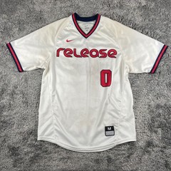 Nike Release Jersey Mens M White Red V-Neck Short Sleeve Sportswear 632234-100