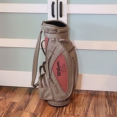 Wilson NFL Staff Cart Carry Golf Bag Faux Leather Tan Pigskin w/ Rain Cover NICE