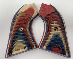 Altamont Wood Grips – Heritage Rough Rider – Strato Red White Blue Lined Checker